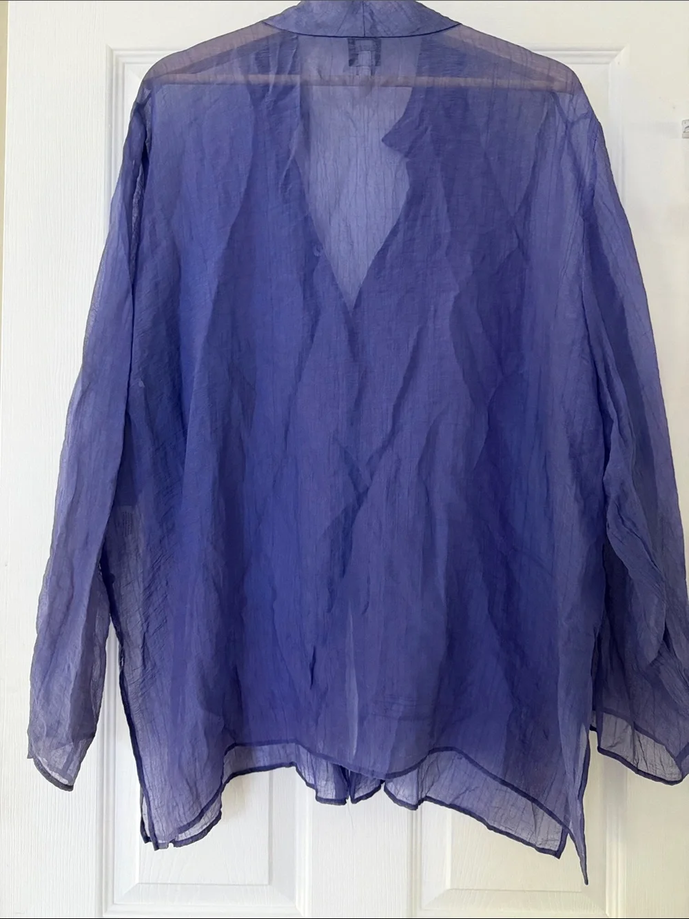 Eileen Fisher Violet Sheer Button-Down Shirt - Picture 6 of 8